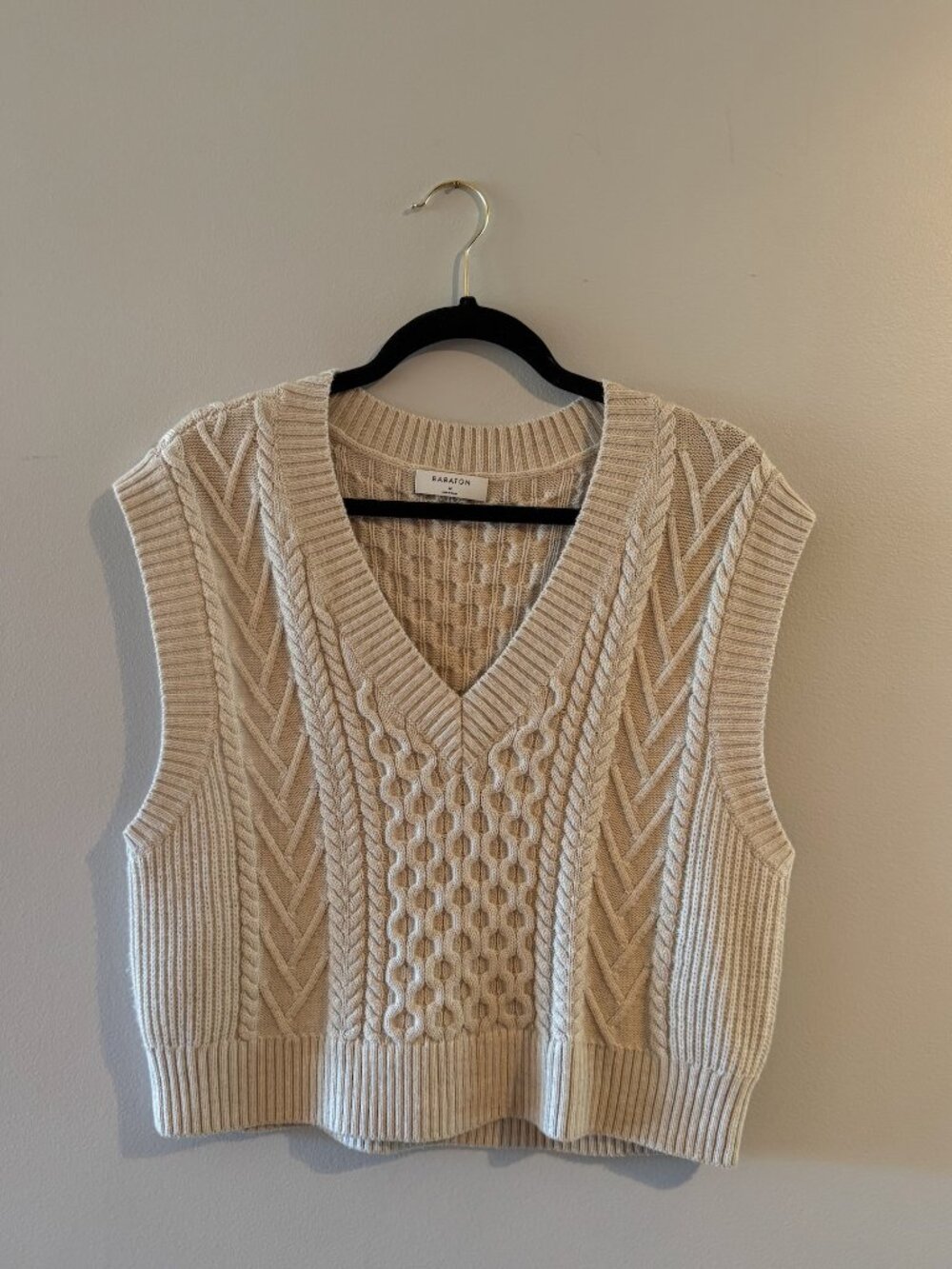 Babaton Cable Knit Sweater Vest Cream Beige Size M